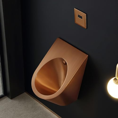 Orinatoio da parete in acciaio inox da uomo, anti-trabocco e anti-odore, con sensore di lavaggio commerciale, ideale per casa, hotel, bar, aeroporto, bagno (bronzo)