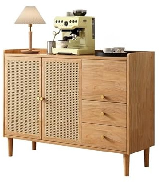AERTSDFGT Modernes Buffet-Schrank 120 x 40 90 cm Geschirrschrank aus Massivholz, Küchenaufbewahrungsmöbel mit Schiebetüren, Aufbewahrung for Wohnzimmer und Esszimmer Vitrinenschränke
