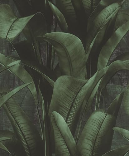 Rasch Vliestapete Dschungel 'Back To Nature' - Florale Vinyl-Tapete Blätter in Grün für ein exotisches Wohnambiente - Robust und Abwaschbar - 10,05 m x 0,53 m