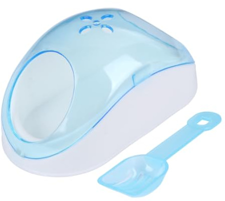 DIYEAH Bain de Sable pour Chinchilla et Hamster Transparent avec Pelle Bac à Litière et Portable pour Petits Animaux Accessoire de Salle de Bain Anti-Renversement Bleu Couleur Aléatoire