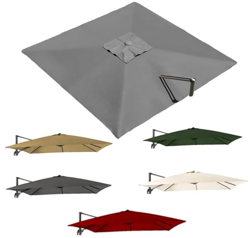 Coperture Per Ombrelloni Decentrato 2.5x2.5m 3.0x3.0m Quadrato Telo Di Ricambio Per Ombrellone A Sbalzo 8 Stecche Baldacchino Di Ricambio Da Parasol Esterno(Gray,4x3.0m/13x9.8ft)
