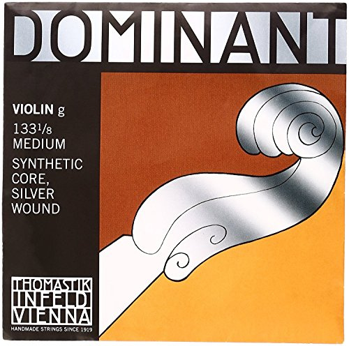 Thomastik-Infeld Dominant Violinsaite G 1/8 – Einzelsaite (133 1/8), synthetischer Kern, Silber umsponnen, mittlere Spannung
