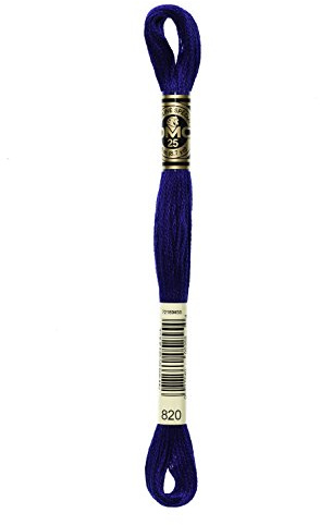 DMC Stickgarn, 6 Stränge, Baumwolle, 8 m, sehr dunkles Königsblau, 117-820 (12er-Pack)