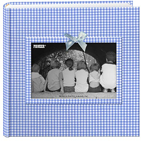 Pioneer Photo Albums 200-Pocket Gingham Fabric Frame Cover Photo Album for 4 by 6-Inch Prints, Blue