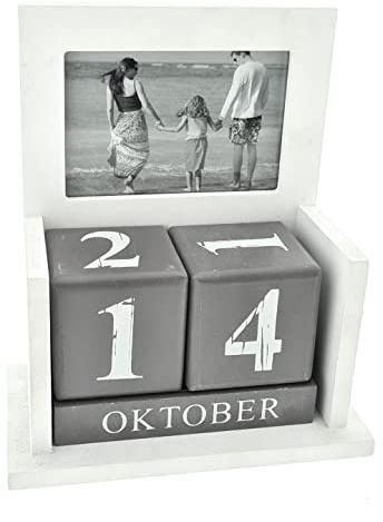 Tischkalender Foto weiss/grau MDF 7x10cm
