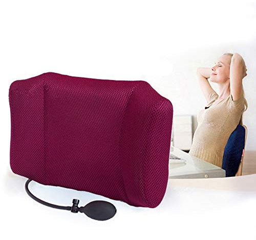 PBFONE - Cojín hinchable lumbar de apoyo para viajes, oficina, coche, acampada, alivio del dolor de espalda