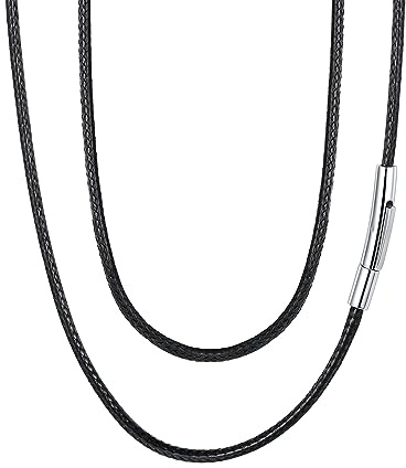 FaithHeart Lederkette Herren Damen Lederband 1,5/2/3MM Lederhalsband Ohne Anhänger Kunstleder Kette mit Verschluss Schwarz Leder Halskette 40CM-75CM wählbar Personalisierbares Lederband Schmuck