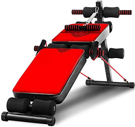 ZXQZ Trainingsbank Flachbank, Faltbare Rückenbrett Sit-ups Fitnessgeräte Haushalt Multifunktionale Bauchmuskeln Brett Red hantelbank klappbar (Color : Style1)