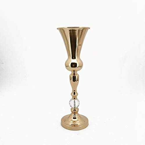 Coppa Oro Lucido con Bocca Ampia e con Elemento del piedistallo Trasparente d. 17 h. 60 cm