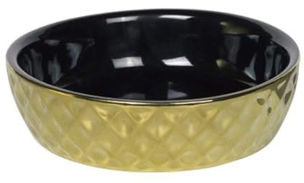 Nobby Ciotola in Ceramica per Gatti, Oro, Oro, Diametro 14 x 4 cm, 0,25 l, 1 Pezzo, Nero