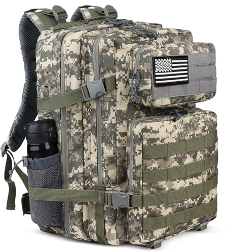 Zavothy Militär Rucksack 45L Rucksack Herren Damen, Wasserdicht Taktischer, Camping-Rucksack, Wanderrucksack, Outdoor Rucksack für Travel, Schule, Sport, Bushcraft (Tarnung)