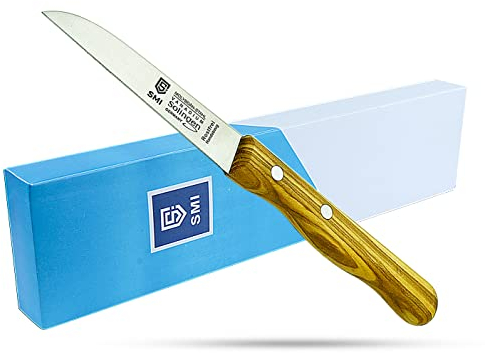 SMI - 18 cm Schälmesser Solingen Gemüsemesser Edelstahl Obstmesser Scharfe Gerade Klinge Oliven Holzgriff - nicht spülmaschinenfest