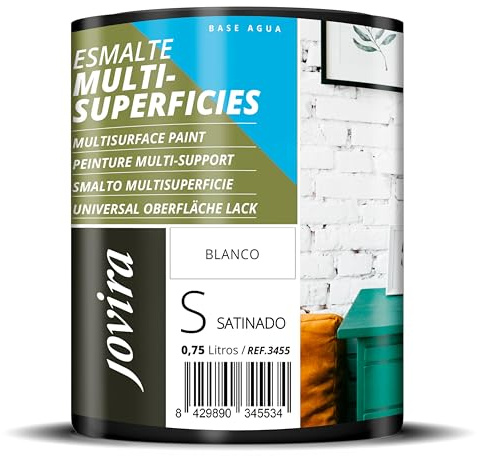JOVIRA PINTURAS Smalto Multiperficie All'Acqua Satinato Decora e protegge superfici da difficile adesione (750 ml, BIANCO)