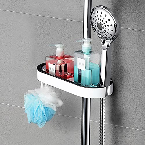 SUPGOMAX Étagère de douche réglable pour barre de douche, panier de douche sans perçage, pour diamètre de 22 à 25 mm