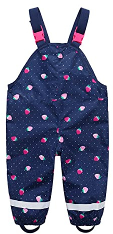 DAWILS Garçon Fille Pantalon de Pluie Enfants Pantalons de Pluie Bébé Tout-Petit Fraise Pantalon Imperméable d'extérieur Garçons Filles Vêtements de Pluie Vêtements Imperméables 18 Mois Bleu Marine