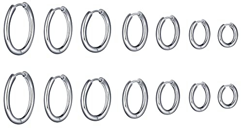 feilok 7 paar Edelstahl Herren Ohrstecker Creolen Tunnel Ohrringe für Damen Ohrringe Pierced Earrings Stud Earrings Set