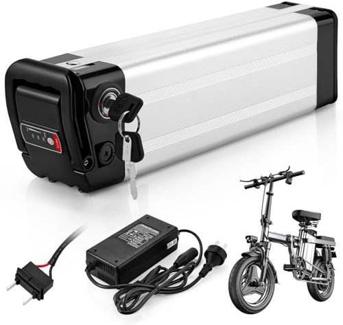 X-go Batería Ebike 36V 10AH con Cargador, Puerto Descarga 2-Pin y Cerradura de Seguridad, Batería de Bicicleta Eléctrica para Motores 200W 250W 350W