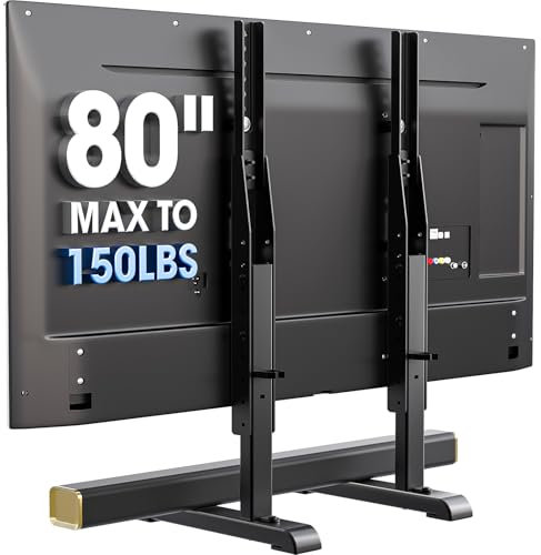 Universal TV Stand, Table Top TV Stand Base Wobble-Free Replacement for Most 24 to 80 Inch LCD LED TVs, 7 Height Adjustable TV Legs Hold up to 68kg, Max VESA 800x500mm, Black AX10TB02