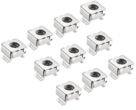 PATIKIL M6 Cage Nuts 201 Stainless Steel for Server Rack Cabinets, Silver Tone Pack of 30