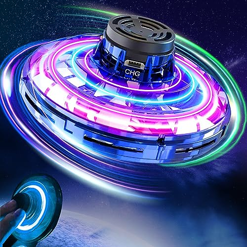 Flying Spinner Mini Drone, Hand Controlled Flying Fidget Spinner Toys, Fly Orbi Pro Boomerang Drone For Kids Adult, Cool Stuff Gadgets Gifts for Boys Girls Teens 8 9 10+ Year Old Indoor Outdoor (Blue)