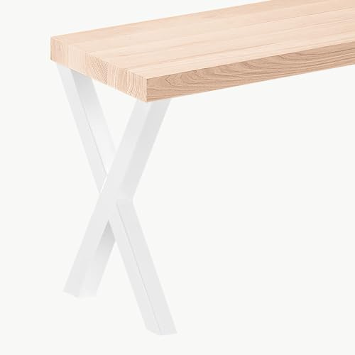 LAMO Manufaktur Sitzbank Esszimmer Holzbank 30x80x47cm, Möbelfüße Design Weiß/Roh
