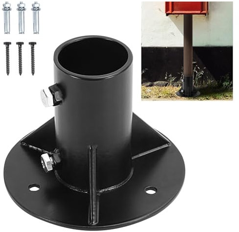 Cskunxia 1PC Round Posts Base Bracket Chain Link Fence Flange Post Holder Heavy Solid Pole Floor Flange for Holding Fence Mailbox Pergola Railing Deck Round Posts (OD 1-7/8'') with Screws