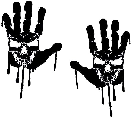 KLEBEKÖNIG 2 Blutige Hände Totenkopf je 25x16cm Auto Aufkleber Heckscheiben Sticker Tuning Autoaufkleber Jdm