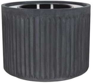 BARTPOL Pflanzkübel aus Fiberglas LEO33 in Graphit Beton Color Betonoptik mit 10-Liter-Einsatz