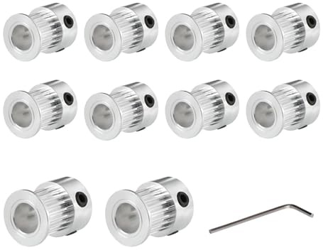 Super Print GT2 Riemenscheibe GT2 Pulley 20 Zähne 20 Teeth 8mm Bohrung Riemenscheibe für 3D Drucker 9mm/10mm Breite GT2 Zahnriemen.(10Stück)