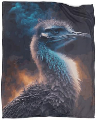 JYJLRJ Coperta da viaggio primaverile per adulti, Coperta in flanella con stampa animalier di struzzo 3D Coperte calde primaverili Coperta morbida in peluche 60x80 pollici (150x200 cm)