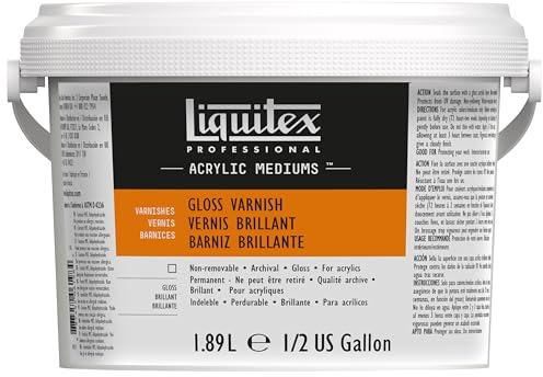 Liquitex 5345 Professional Barniz brillante para pinturas acrílicas, calidad de archivo, no amarillea, transparente al secarse - botella de 1,89 litros