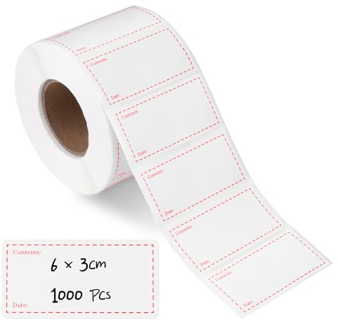 Removable Food Labels Stickers, ilauke 1000 Self-Adhesive Freezer Labels, 60x30mm Address Mailing Label on a Roll Sticky Label Price Stickers Easy Peel for Home or Restaurant Food Container