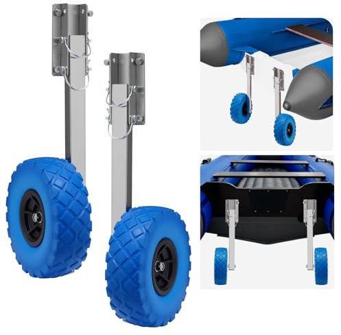 Taozhiyy Slipräder Schlauchboot, Transporträder 40cm, Schlauchbooträder bis 150kg, Abnehmbare Edelstahl Heckräder, Schnell zu Montieren und Leicht (Blau)