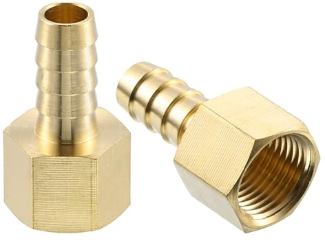 QUARKZMAN 2Pcs Conexión de Manguera de Latón, 3/8 Púas x 3/8 Hembra Npt Conector de Tubería de Latón para Conectar Tuberías Dispositivos Mecánicos Equipos de Fontanería