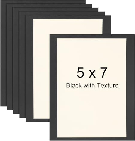 sourcing map 5 x 7 Cardboard Picture Frame, 6pcs Black with Texture Photo Wall Display Paper Frame with Clear Film for Children's Drawing Artwork Display Gallery Wall Frame Exhibition