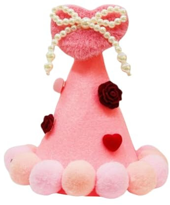 Haustier Valentinstag Hut Hund Katze Partyhüte Mit Plüschbällen Verstellbarem Herzrosa Haustier-Valentinstagmütze Valentinstag Haustiermütze Headwear Kostüm Für Katzen Hunde