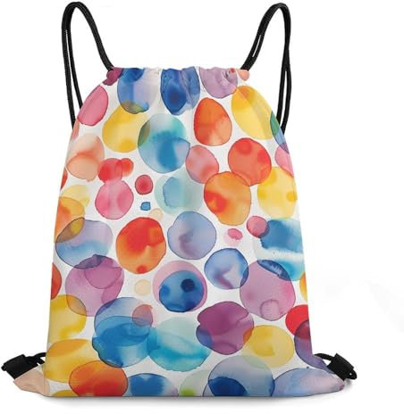 Rucksack Mit Kordelzug Aquarell Bunter Fleck Turnbeutel Für Damen & Herren Verstellbar Schuhbeutel Erwachsene Gymnastikbeutel, Für Yoga, Strand, Strandurlaub, 36x42cm