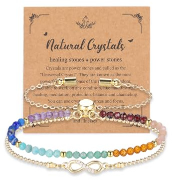 JSDDE Damen Perlenarmband mit Infinity Symbol Heilsteine Edelsteine Armband Talisman Glücksbringer spirituellen Schmuck für Damen Frauen
