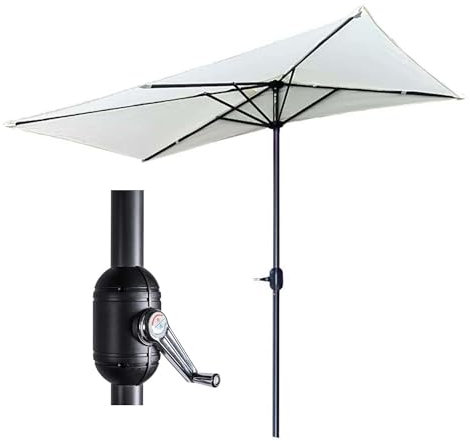 Ombrellone da esterno con manovella, 200 cm, da parete, beige, perfetto per giardino, veranda, terrazza, balcone, ombrellone salvaspazio.