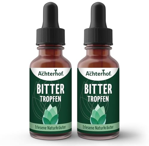 Bittertropfen 2 x 50 ml | hochdosierte Extrakte aus 6 wertvollen Kräutern | natürliche Pflanzenstoffe | ca. 50 Tagesdosen | vom Achterhof