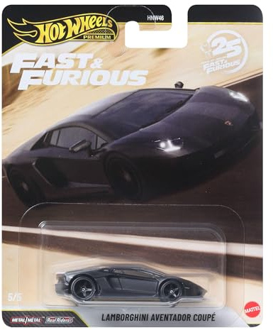 Hot Wheels Premium-Modellautos, inspiriert von der Fast & Furious-Reihe, Lamborghini Aventador Coupé, Modellauto im Maßstab 1:64 für Sammler, JHW77