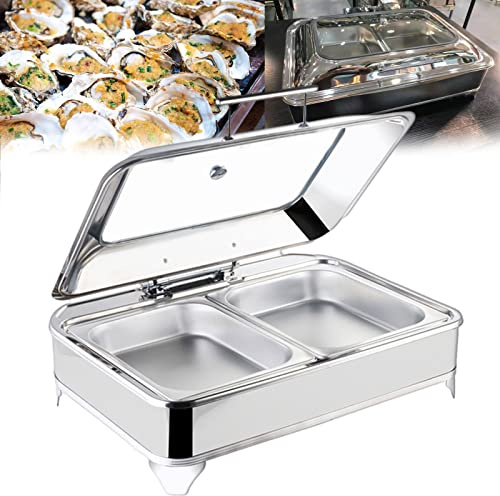 Set di scaldavivande elettrico in acciaio inox da 9 l, professionale, con temperatura regolabile, con finestra visibile, perfetto per feste ed eventi di catering