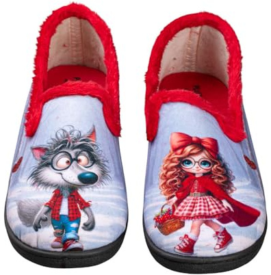 PLUMAFLEX 12215 Chica Cap Zapatilla Cerrada Caperucita Mujer Gris/Rojo 37