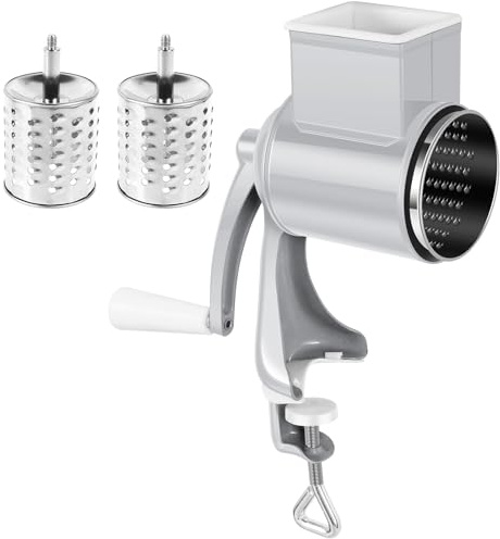 Moulin à noix manuel avec 2 lames interchangeables - En ABS - Polyvalent - Pour la cuisine à la maison - Noix, maïs, céréales, blé, avoine, café - Blanc