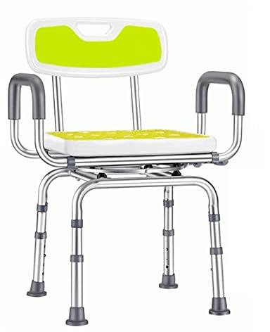 Duschstuhl for ältere Menschen, höhenverstellbar mit Arm- und Rückenlehne, U-förmiger Ausschnitt for Duschhocker, drehbar, tragbar, Duschstuhl mit Badesitz und Tragkraft