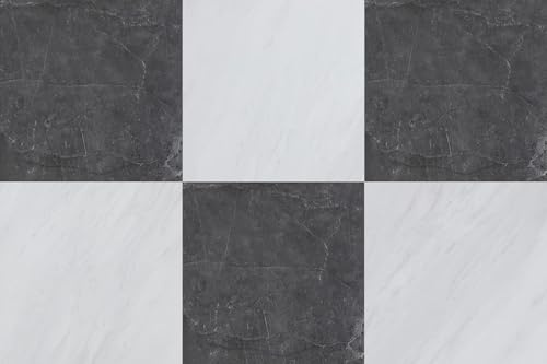 FLOREXP Self Adhesive Vinyl Flooring 12x12 Inch Peel and Stick Floor Tiles 30 Tiles 1.5mm Thick Dark Grey Marble for Dining Room, Kitchen, Bathroom (2.8 m²)