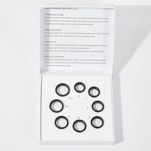 Ring Health Tracker per donne e uomini, anello con frequenza cardiaca, ossigeno nel sangue, monitoraggio del sonno, calorie, contapassi, anello intelligente impermeabile IP68 per iPhone e Android