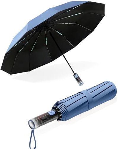 MidingChai Regenschirm Sturmfest Groß, UV Schirm, Regenschirm Automatik Auf und Zu, Sonnenschirm Tragbar, XXL Sonnenschirm Unterwegs für Golf, Reisen & Freizeit für Herren und Damen