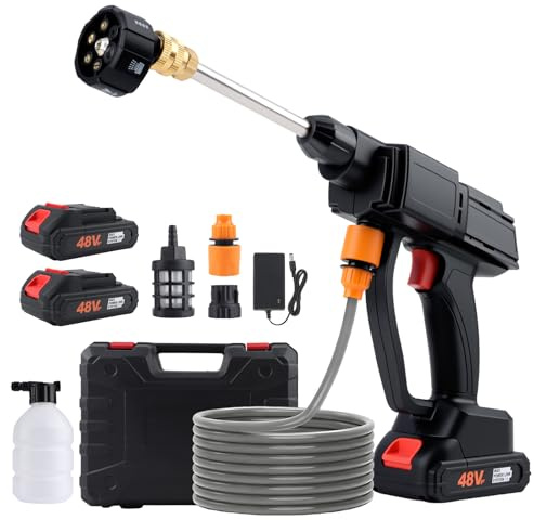 300W Cordless Pressure Washer, 21V Portable Battery Power Washer with 2 Battery, Pressure Spray Water Gun with Accessories Kit, Jet Washers for Car, Fence, Floor Cleaning, garden