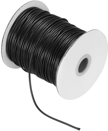 QUARKZMAN Cordino Cerato 2mm Filo Cerato 87 Iarde Cordone In Pelle Per Realizzazione Bracciali, Collane, Perline, Creazione Gioielli e DIY Crafts(Nero)